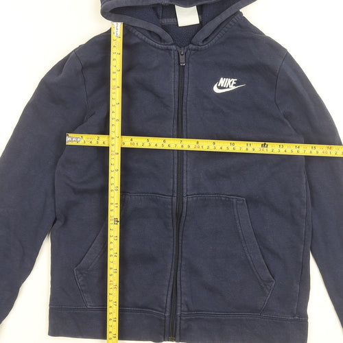 Nike Boys Blue Full Zip Hoodie Size M 137-147cm Cotton Blend