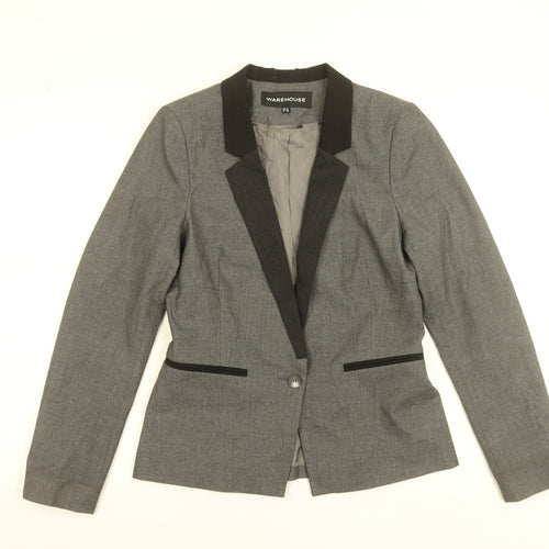 Warehouse Women Grey Single-Breasted Suit Jacket UK 12 Classic Fit