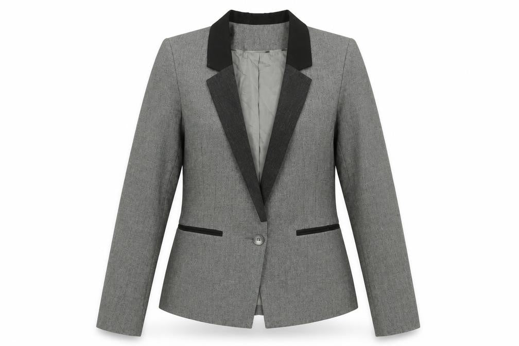 Front view of Warehouse Women Grey Single-Breasted Suit Jacket UK 12 Classic Fit