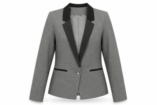 Front view of Warehouse Women Grey Single-Breasted Suit Jacket UK 12 Classic Fit