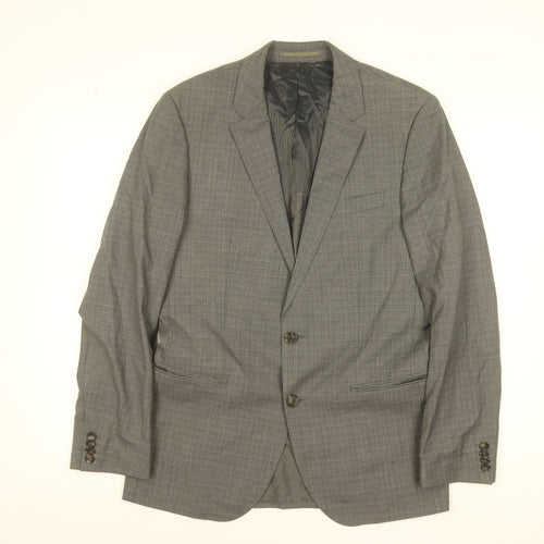 Hugo Boss Men’s Grey Wool Check Single-Breasted Suit Jacket 36R