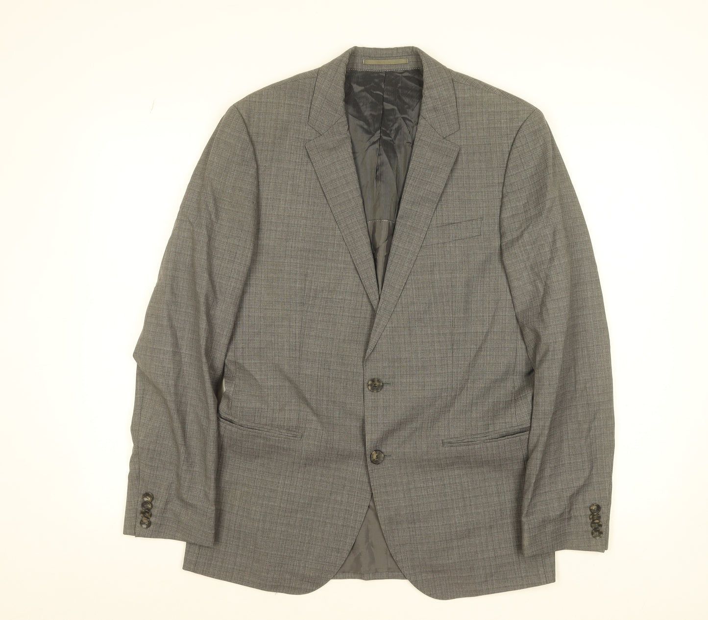 Hugo Boss Men’s Grey Wool Check Single-Breasted Suit Jacket 36R