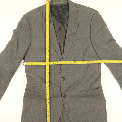 Hugo Boss Men’s Grey Wool Check Single-Breasted Suit Jacket 36R