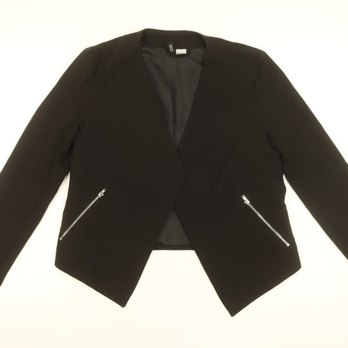 H&M Divided Women's Black Short Blazer Size 8 Regular Fit Lined