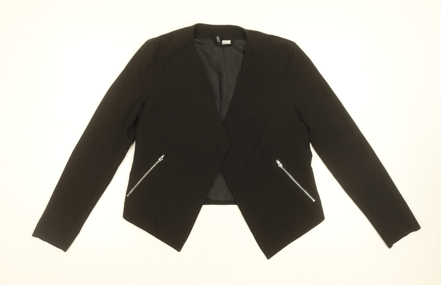 H&M Divided Women's Black Short Blazer Size 8 Regular Fit Lined