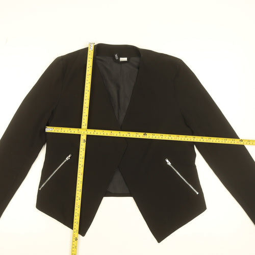 H&M Divided Women's Black Short Blazer Size 8 Regular Fit Lined