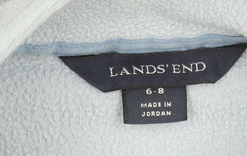 Lands' End Women Blue 6-8 Pullover Fleece Sweatshirt 1/2 Zip