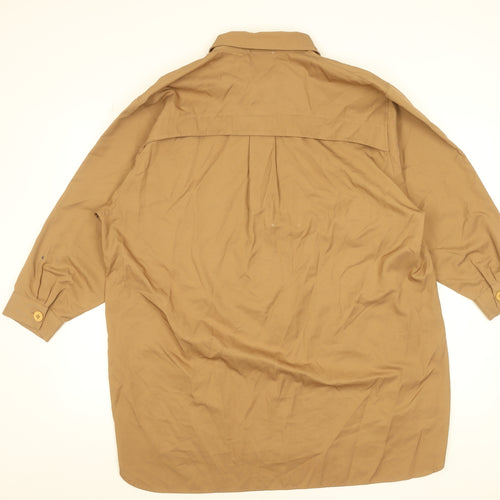 Riva Women Brown Button-Up Relaxed Cotton Blend Shirt XS