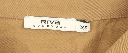 Riva Women Brown Button-Up Relaxed Cotton Blend Shirt XS