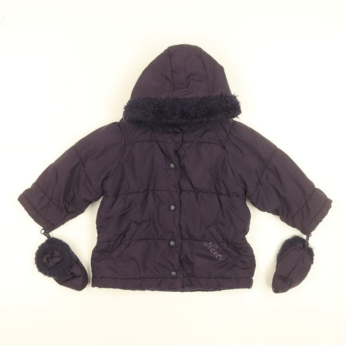 Next Unisex Baby Purple Hooded Puffer Jacket 9-12 Months Winter Coat