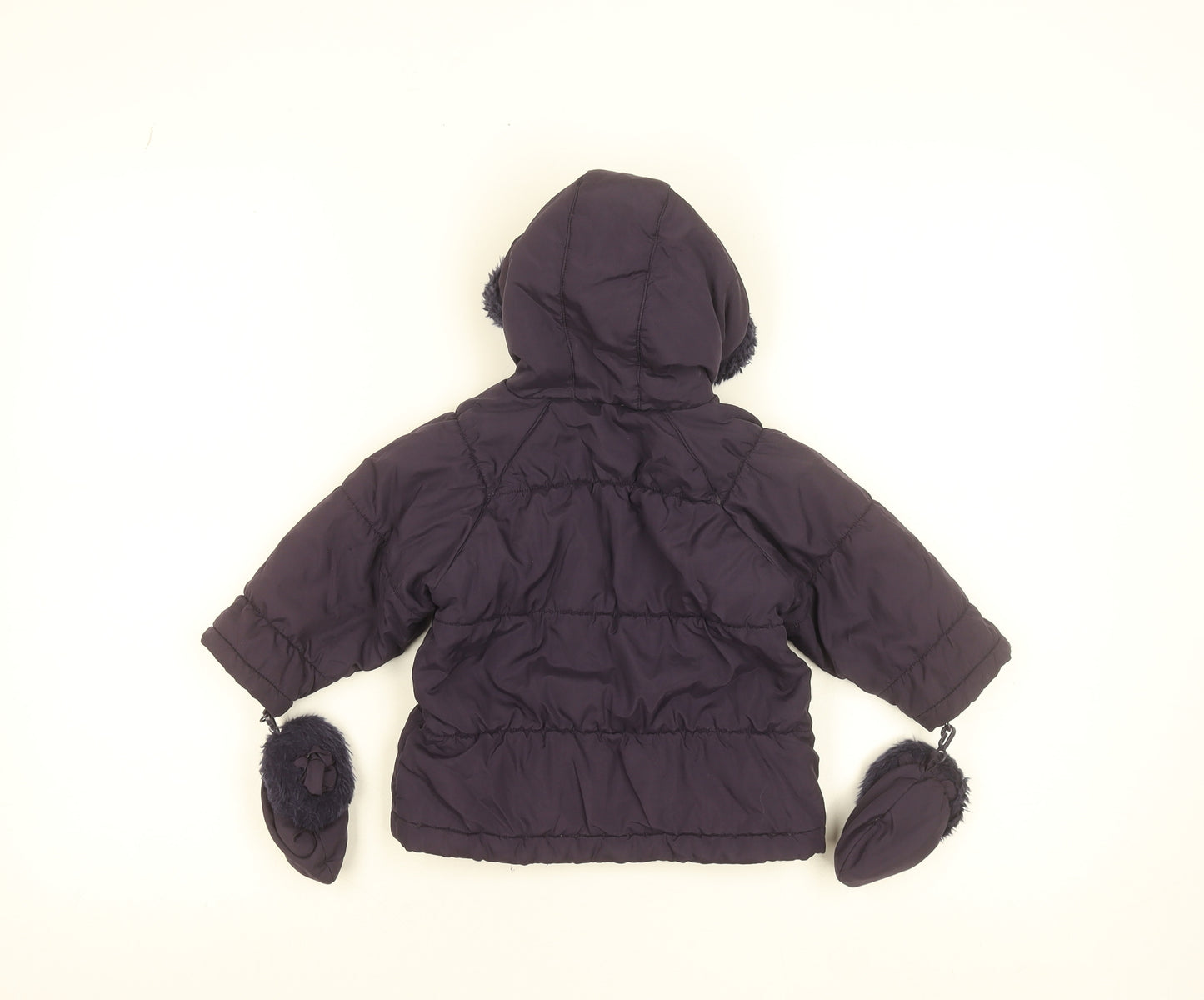 Next Unisex Baby Purple Hooded Puffer Jacket 9-12 Months Winter Coat