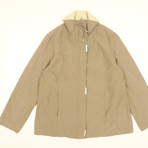 BHS Women Beige Hooded Mid-Length Rain Jacket Size 16