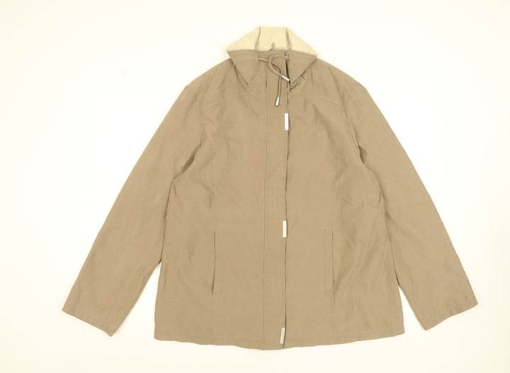 BHS Women Beige Hooded Mid-Length Rain Jacket Size 16