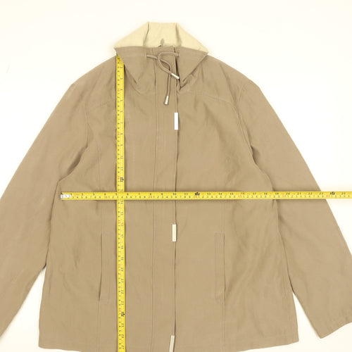 BHS Women Beige Hooded Mid-Length Rain Jacket Size 16