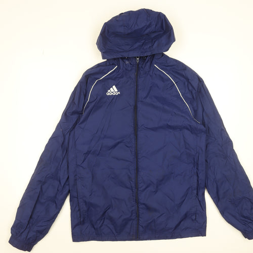 adidas Men's Blue S Windbreaker Hooded Full Zip Lightweight Jacket