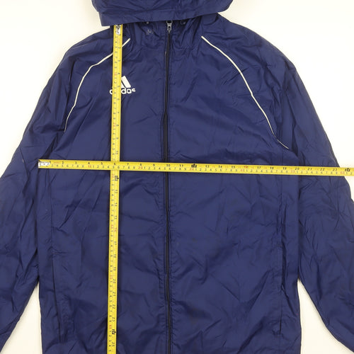 adidas Men's Blue S Windbreaker Hooded Full Zip Lightweight Jacket