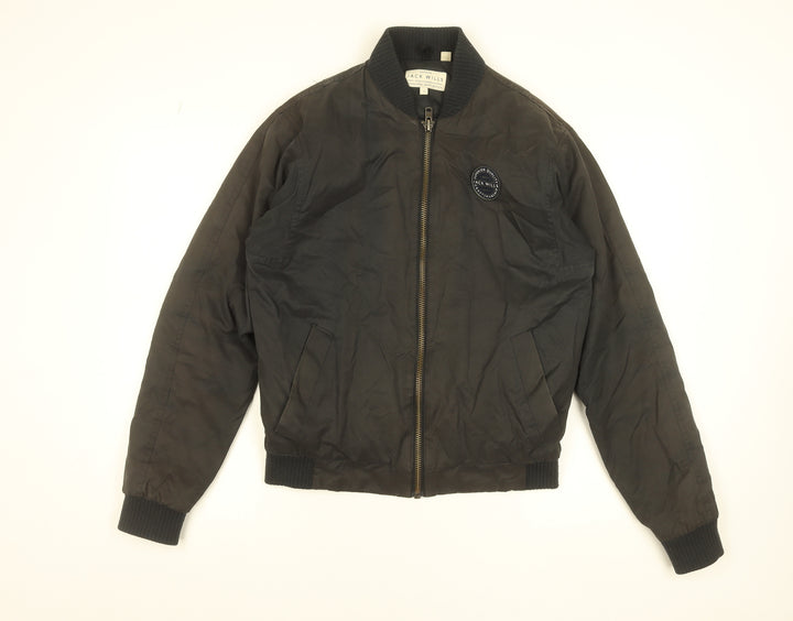 Jack Wills Men's Black Bomber Jacket Size S Cotton Blend Zip Up