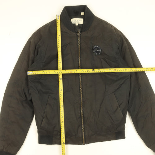 Jack Wills Men's Black Bomber Jacket Size S Cotton Blend Zip Up