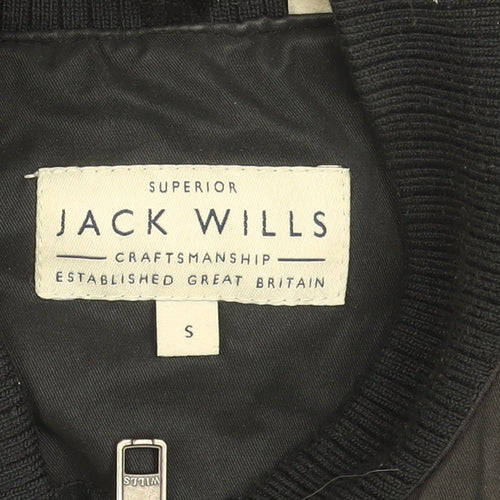 Jack Wills Men's Black Bomber Jacket Size S Cotton Blend Zip Up