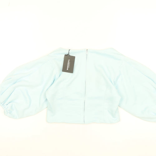 WANDERDOLL Women Blue Cropped Puff Sleeve Blouse Size L