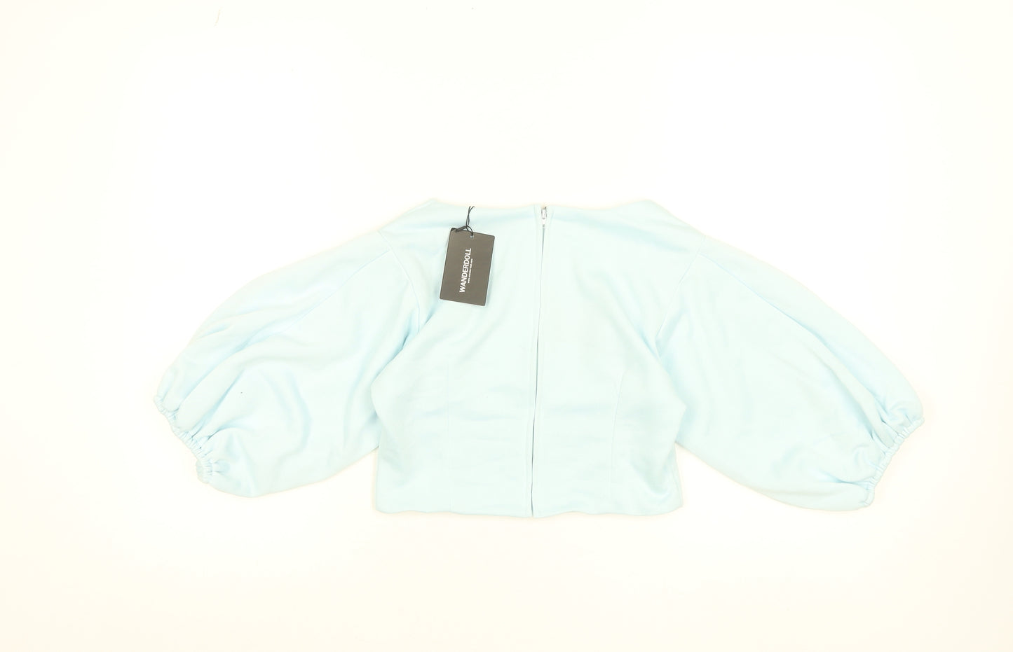 WANDERDOLL Women Blue Cropped Puff Sleeve Blouse Size L