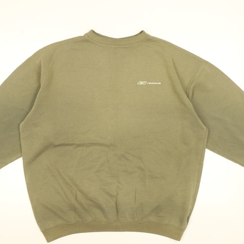 Reebok Men's Green Small Pullover Sweatshirt Crew Neck Sportswear