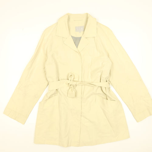 JFW Women’s Beige Belted Trench Coat Size 14 Classic Mid-Length