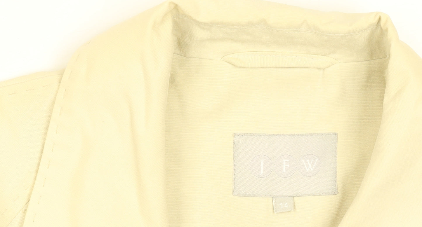JFW Women’s Beige Belted Trench Coat Size 14 Classic Mid-Length