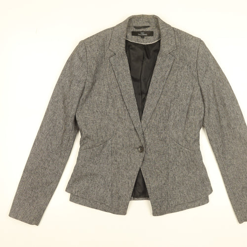 Next Women's Grey Checked Tailored Suit Jacket UK 12 Single-Breasted Blazer