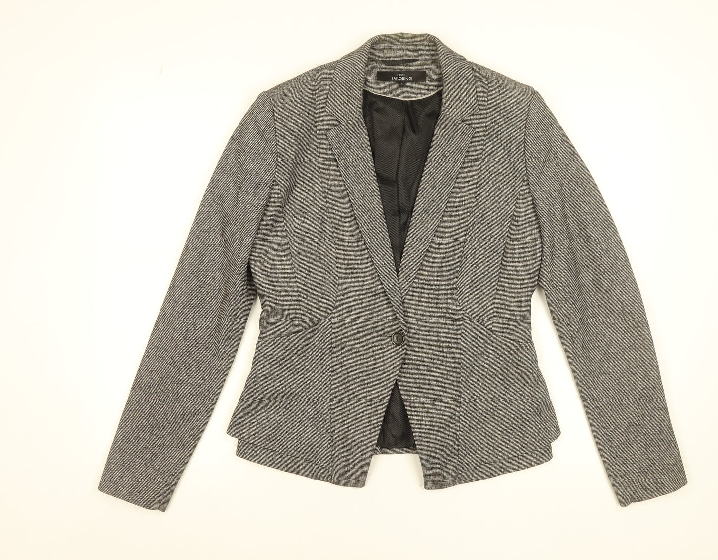 Next Women's Grey Checked Tailored Suit Jacket UK 12 Single-Breasted Blazer