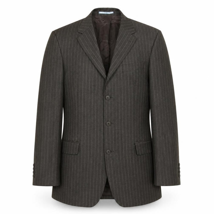 Next Men's Grey Pinstripe Wool Blazer Jacket 40L Regular Fit