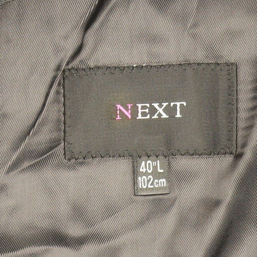 Next Men's Grey Pinstripe Wool Blazer Jacket 40L Regular Fit