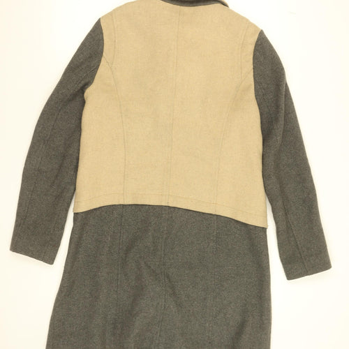 Oui Women’s Beige Grey Wool Blend Biker Coat Size 16