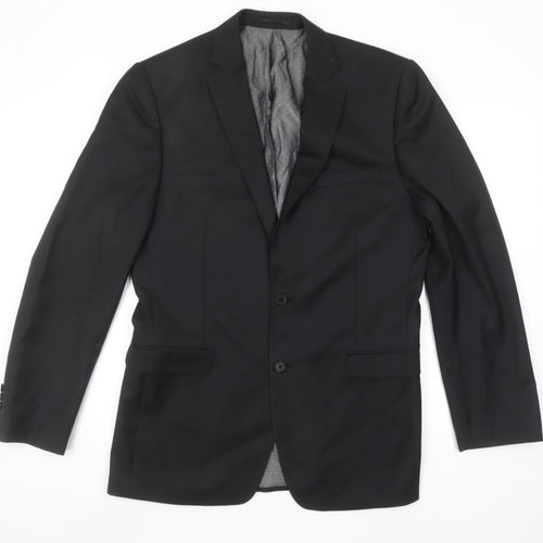 French Connection Men's Black Wool Blend 40L Single Breasted Blazer
