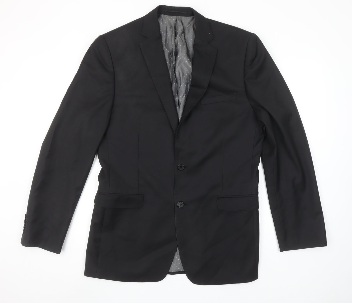 French Connection Men's Black Wool Blend 40L Single Breasted Blazer