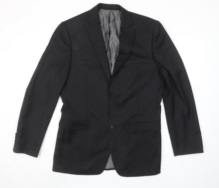 French Connection Men's Black Wool Blend 40L Single Breasted Blazer