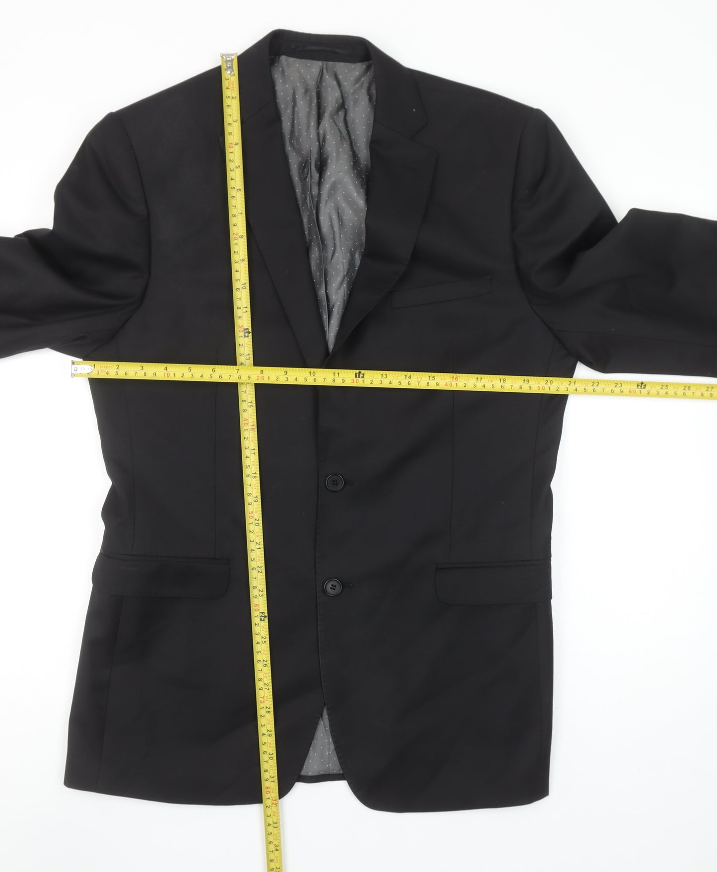 French Connection Men's Black Wool Blend 40L Single Breasted Blazer
