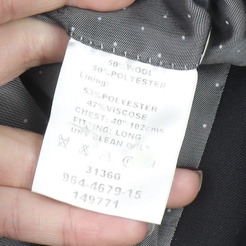 French Connection Men's Black Wool Blend 40L Single Breasted Blazer