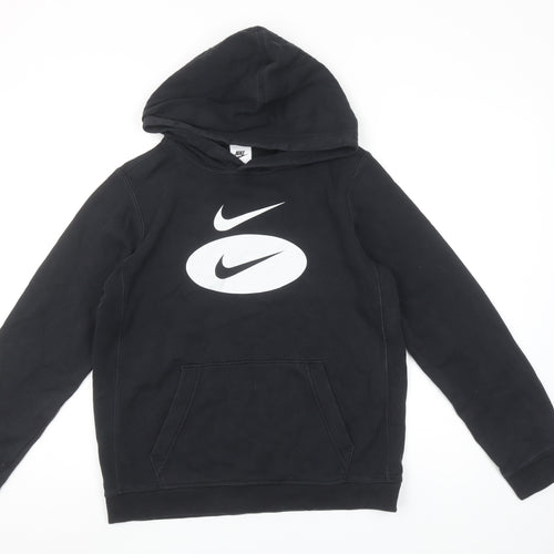 Nike Boys Black Pullover Hoodie XL 158-170cm Logo Graphic Print