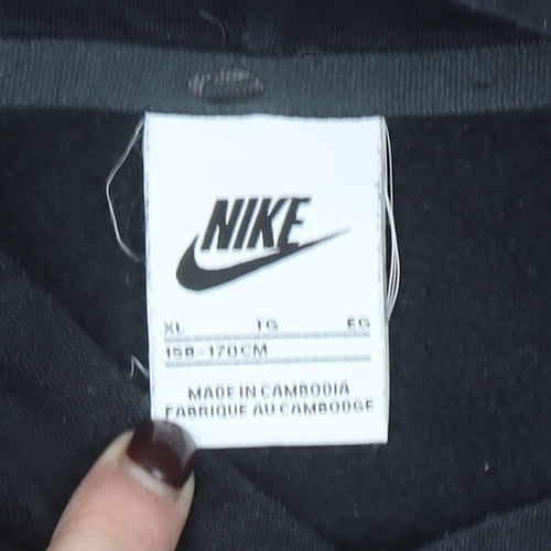 Nike Boys Black Pullover Hoodie XL 158-170cm Logo Graphic Print