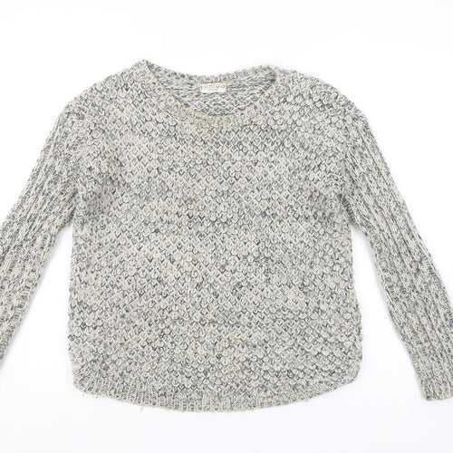 Marks and Spencer Women Grey Chunky Knit Wool Blend Pullover Jumper Size 8