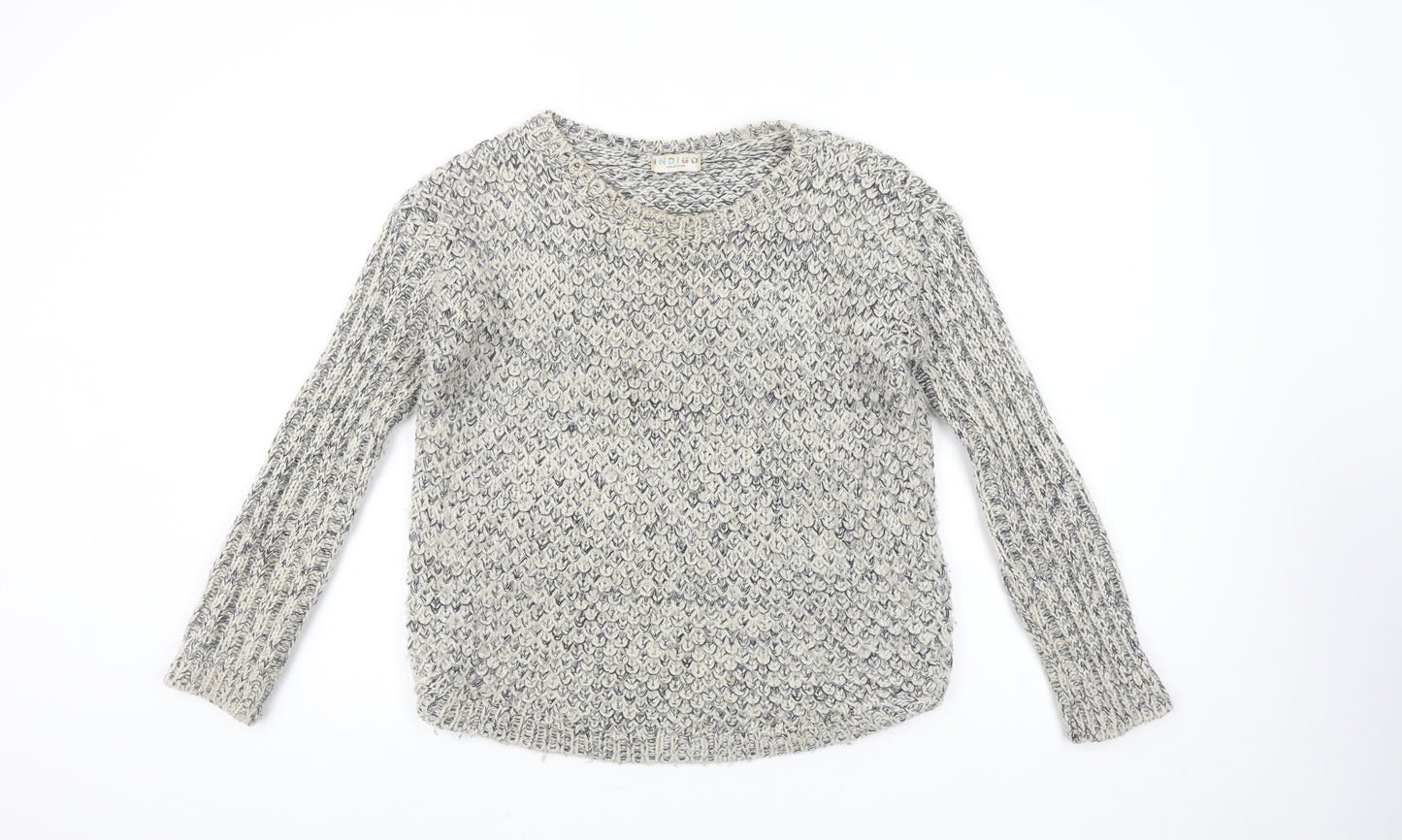 Marks and Spencer Women Grey Chunky Knit Wool Blend Pullover Jumper Size 8