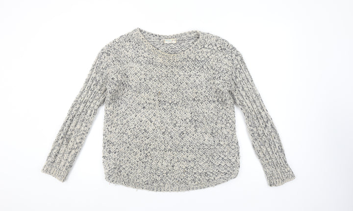 Marks and Spencer Women Grey Chunky Knit Wool Blend Pullover Jumper Size 8