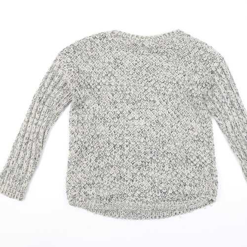 Marks and Spencer Women Grey Chunky Knit Wool Blend Pullover Jumper Size 8