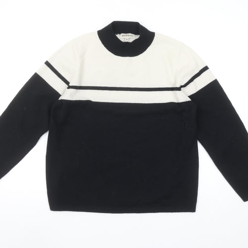 Bassini Womens Black & White Striped Crew Neck Knit Jumper M