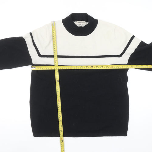 Bassini Womens Black & White Striped Crew Neck Knit Jumper M