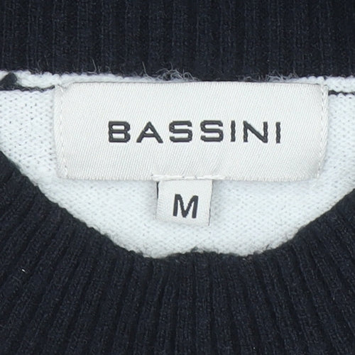 Bassini Womens Black & White Striped Crew Neck Knit Jumper M