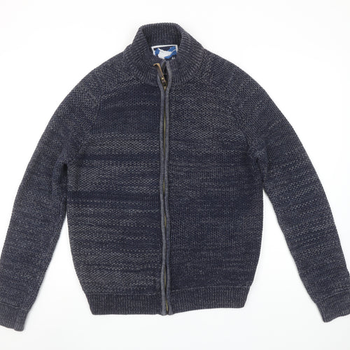 Mantaray Men’s Blue Cotton Full Zip Chunky Knit Jumper Size S