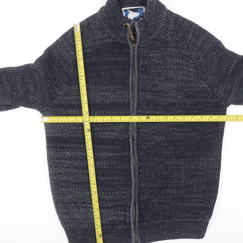 Mantaray Men’s Blue Cotton Full Zip Chunky Knit Jumper Size S