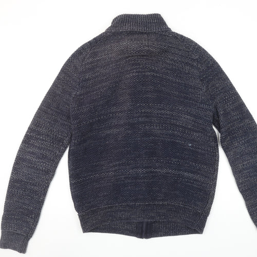 Mantaray Men’s Blue Cotton Full Zip Chunky Knit Jumper Size S